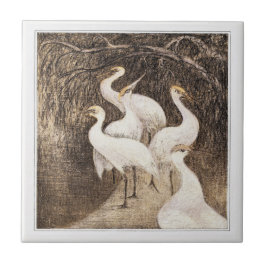 Azulejo Seis grullas al borde del agua: arte victoriano ho