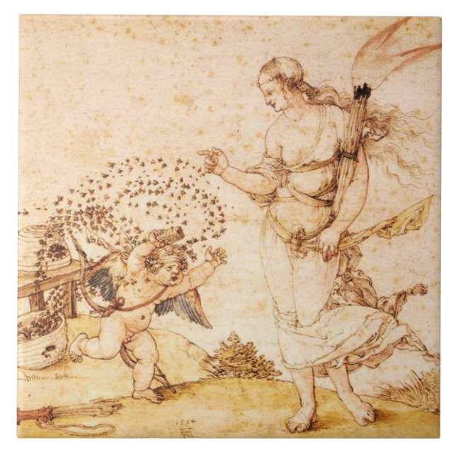 Azulejo Sello de cera marrón de abeja melífera / Cupido el (Frente)