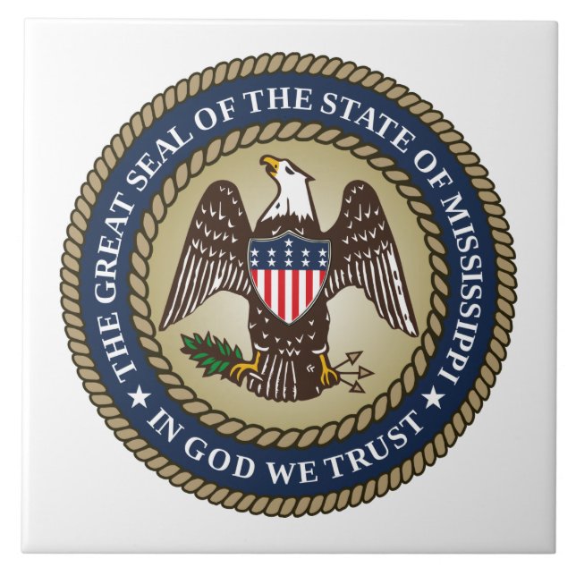 Azulejo Sello de Misisipi (Estado de los Estados Unidos) (Frente)