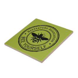 Azulejo Sello - TU TEXTO - ABEJA 1 - Diversión de fanático