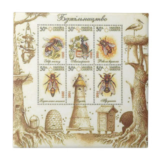 Azulejo Sello ucraniano de la apicultura