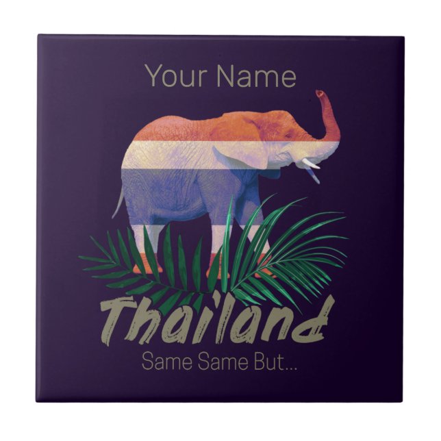 Azulejo Selva con bandera de Tailandia deja recuerdo taila (Frente)