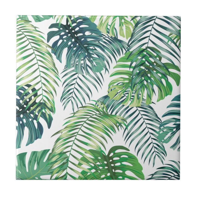Azulejo Selva de hojas de selva mosaico cerámico (Frente)
