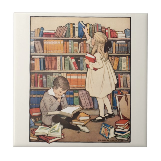 Azulejo Semana del Libro Infantil por Jessie Willcox Smith (Frente)