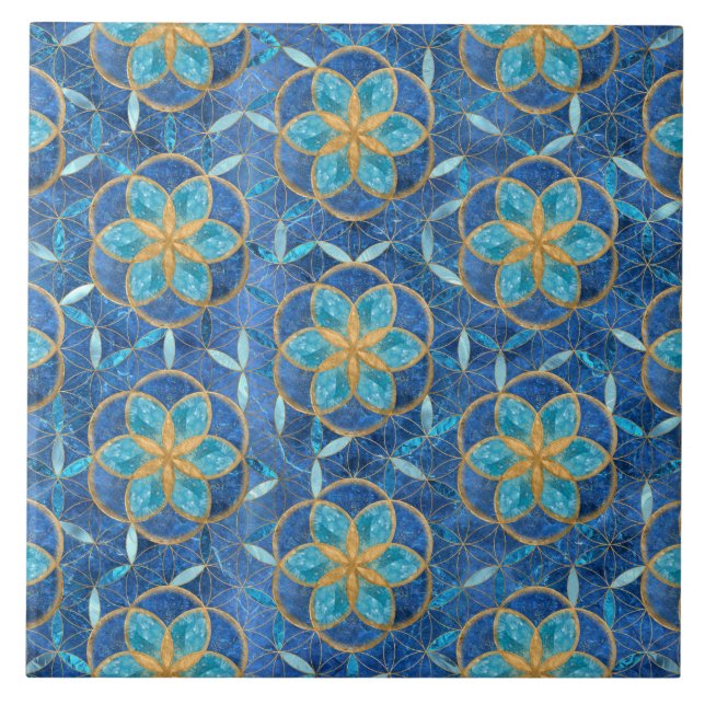 Azulejo Semilla de vida en el patrón de flor de vida - Blu (Frente)