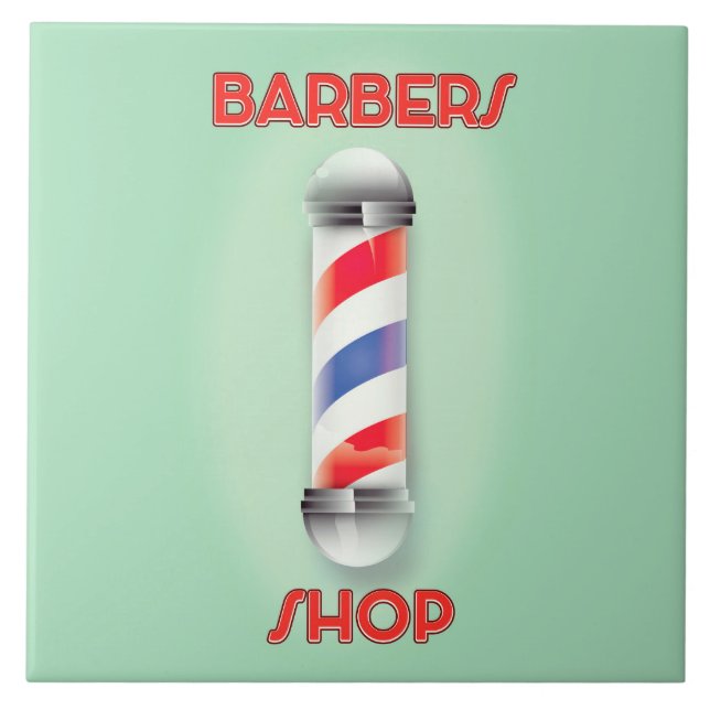 Azulejo Señal de poste vintage de barbería (Frente)