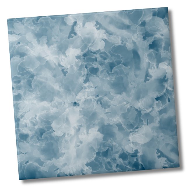 Azulejo Sencilla contraportada azul de mármol (Simple Watercolor Marble Blue Ceramic Tile)