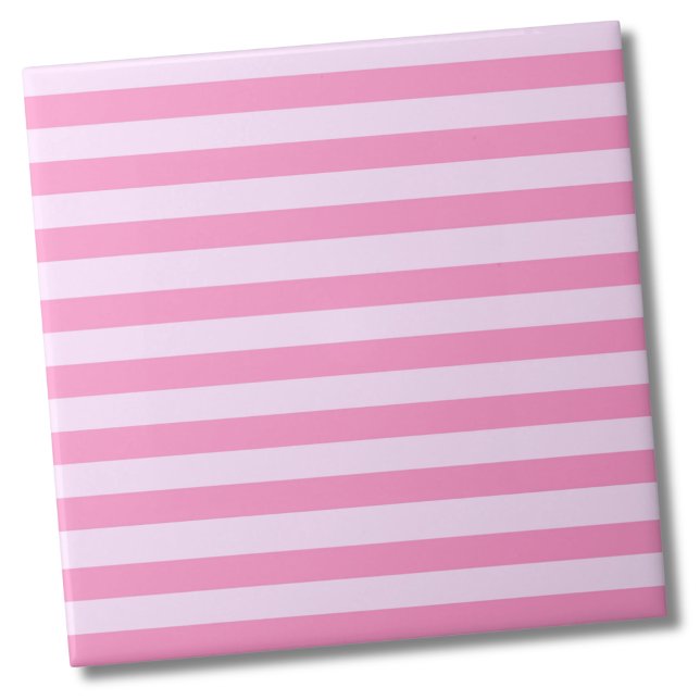 Azulejo Sencillo patrón moderno de rayas rosadas (Simple Modern Cute Girly Pink Stripes Pattern Ceramic Tile)