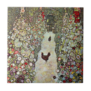 Azulejo Sendero del jardín con gallinas, Gustav Klimt, Art