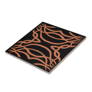 Azulejo Senderos de cobre robusto sobre patrón geométrico