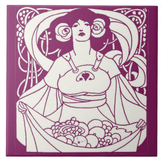 Azulejo Señora de la Cosecha de Art Nouveau