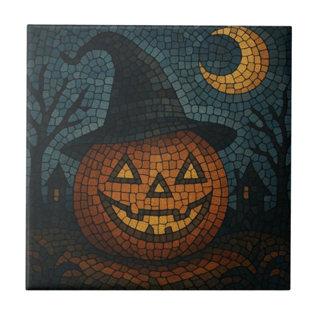 Azulejo Sensational Mosaic Pumpkin Halloween (Frente)