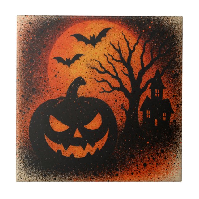 Azulejo Sensational Spray Art Pumpkin Halloween (Frente)