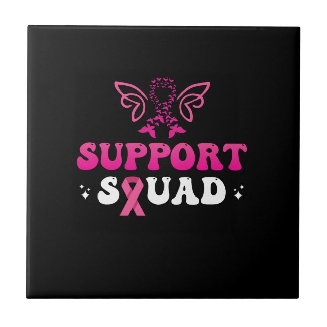 Azulejo sensibilización sobre el cáncer de mama en equipo  (Frente)