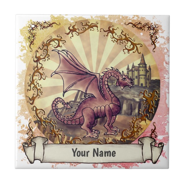 Azulejo Sepia  Castle dragon tile (Frente)