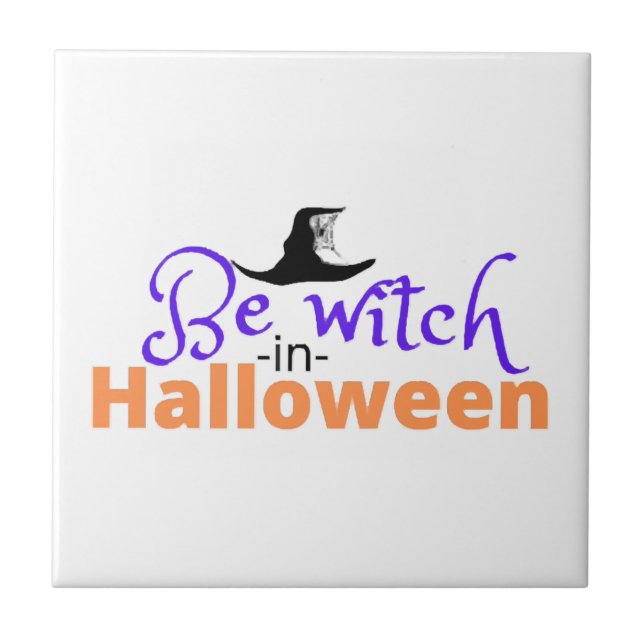 Azulejo Ser bruja con camisa de Halloween para Halloween  (Frente)