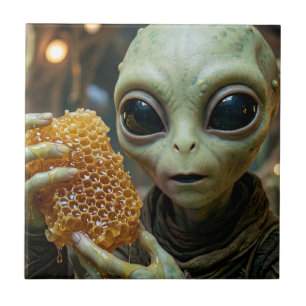 Azulejo Ser extraterrestre con panal de miel