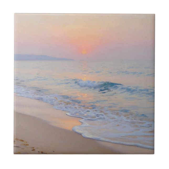 Azulejo Serene Sunset Beach Ocean Glow (Frente)