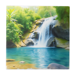 Azulejo Serene Waterfall Cascading