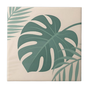 Azulejo Serenidad Botánica de Hoja de Monstera Tropical