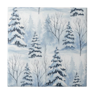 Azulejo Serenidad del Bosque Invernal – Bosque Cubierto de