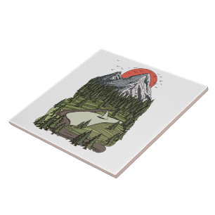 Azulejo Serenidad del Lago de Montaña: Aventura al Atardec