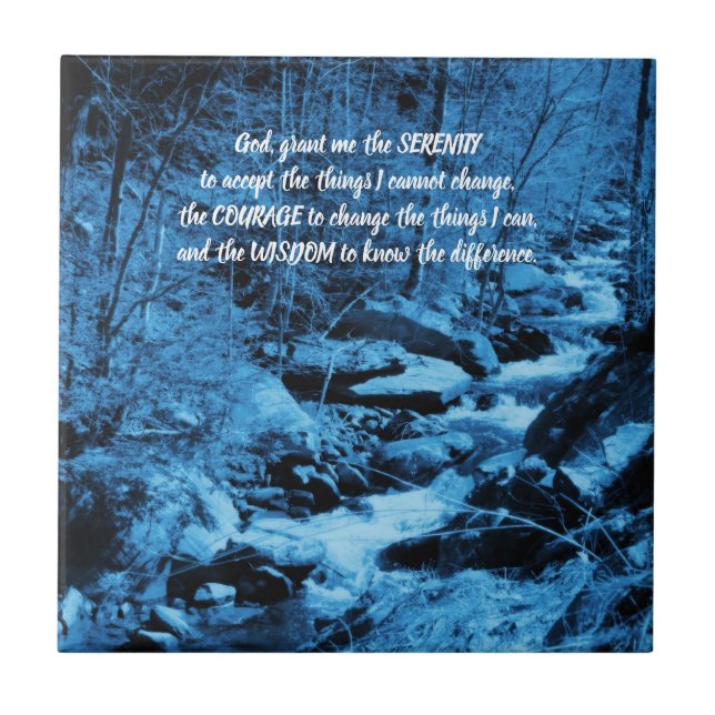 Azulejo Serenity Prayer Blue Flowing Brook Inspirational  (Frente)