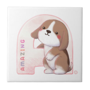 Azulejo Serie Alphabet: "A" Ilustracion Beagle asombroso