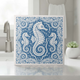 Azulejo Serie de Vida Costera Caballo de Mar Azul D1208