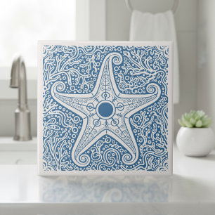 Azulejo Serie de Vida Costera Estrella de Mar Azul D1208