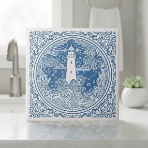 Azulejo Serie de Vida Costera Faro Azul D1208