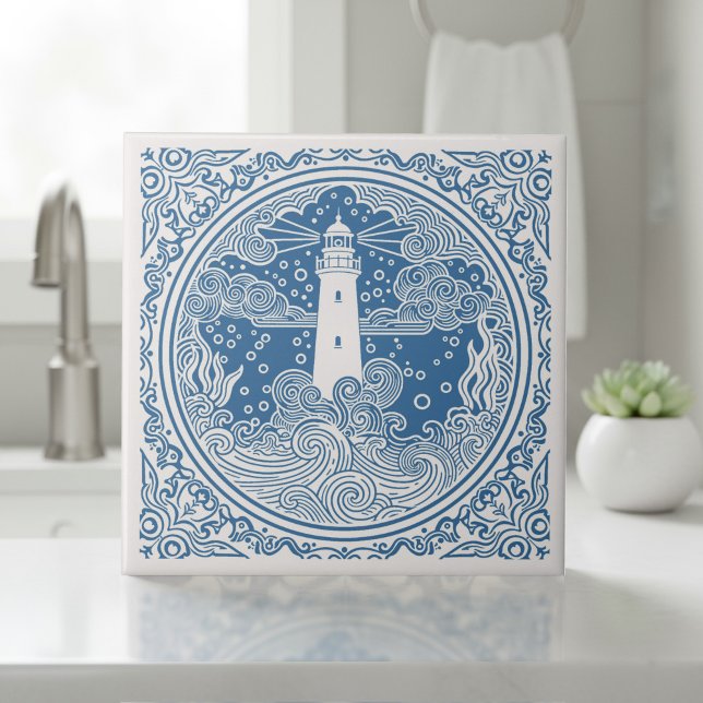 Azulejo Serie de Vida Costera Faro Azul D1208 (Subido por el creador)