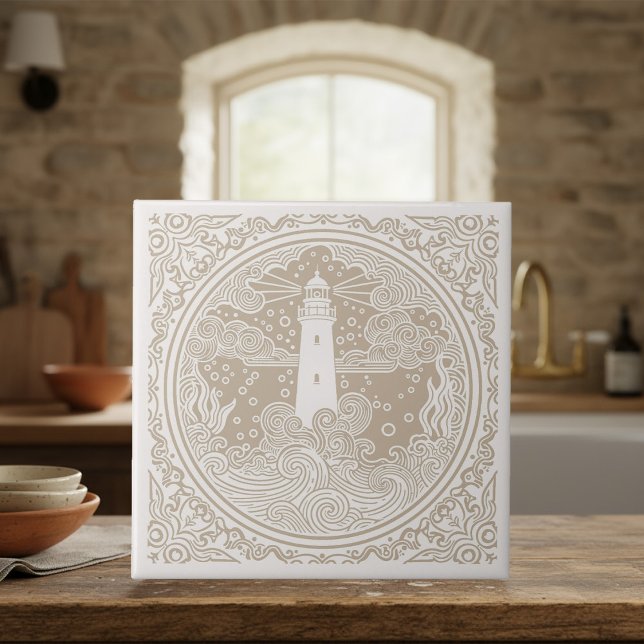 Azulejo Serie de Vida Costera Faro de Arena D1208 (Subido por el creador)