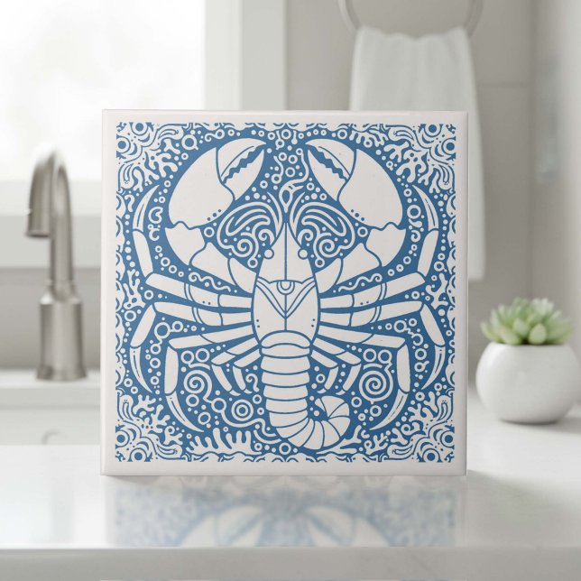 Azulejo Serie de Vida Costera Langosta Azul D1208 (Subido por el creador)