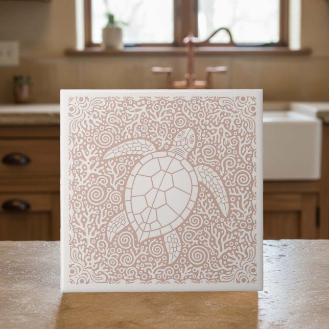 Azulejo Serie de Vida Costera Tortuga Coral D1208 (Subido por el creador)