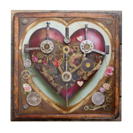Azulejo Serie Steampunk Corazón Rojo Buff