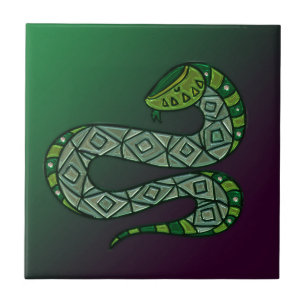 Azulejo Serpiente Fría Arte Tribal Metalizado