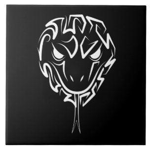 Azulejo Serpiente tribal en blanco y negro