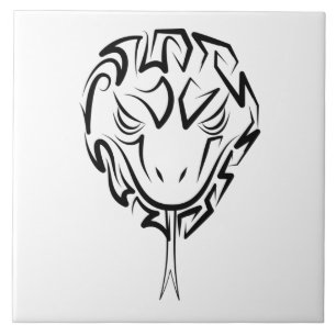 Azulejo Serpiente Tribal Negra y Blanca