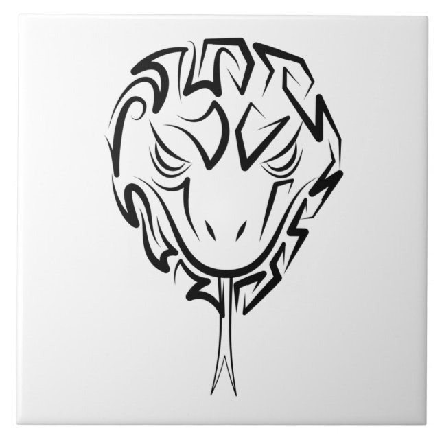 Azulejo Serpiente Tribal Negra y Blanca (Frente)