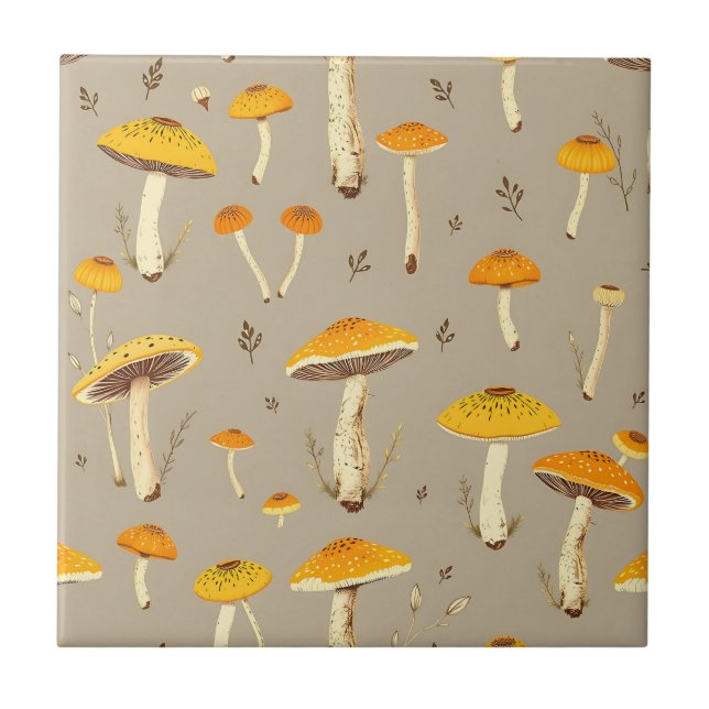 Azulejo Seta Amarilla Ocre Botánica Caprichosa del Bosque (Frente)