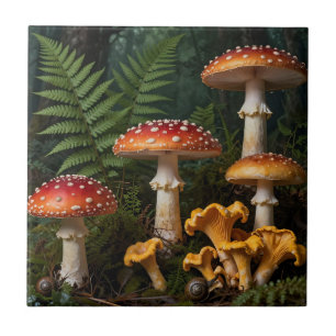 Azulejo Setas Amanita Moscaria Bosque Botánico