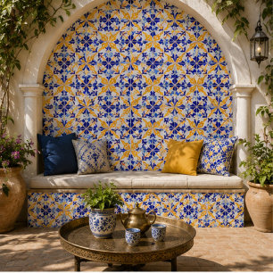Azulejo Sevilla Serenade Elegant Sapphire Gold Floral 
