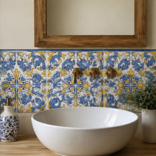 Azulejo Seville Baroque Blue Golden Scrollwork Mediterrane (Subido por el creador)