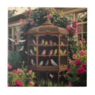 Azulejo Shabby Chic Birdcage Ceramic Tile