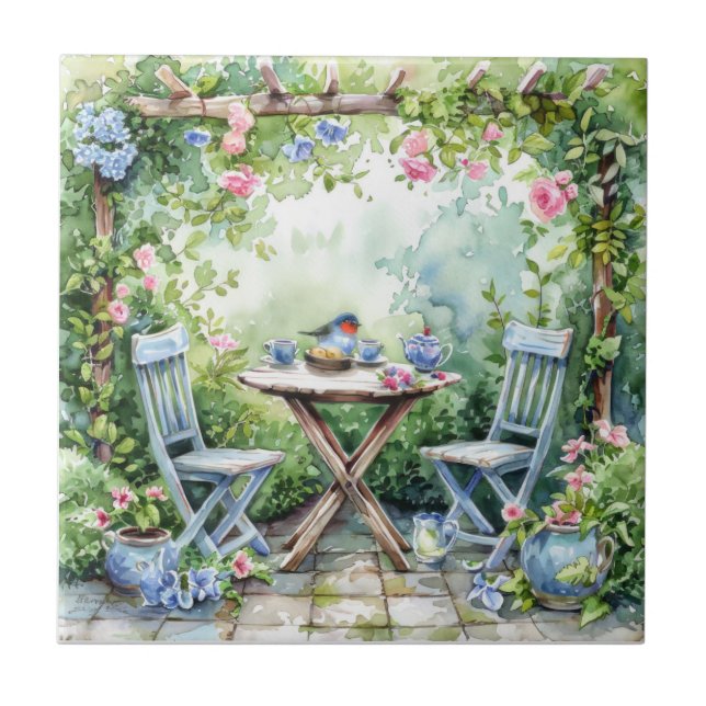 Azulejo Shabby Chic Cottage Garden Tile Cerámico (Frente)