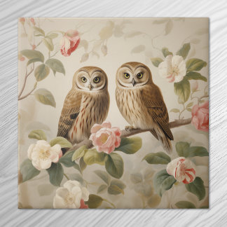 Azulejo Shabby Chic Elegant Owls