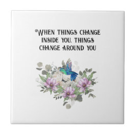 Azulejo Shabby chic flowers art and selflove quote