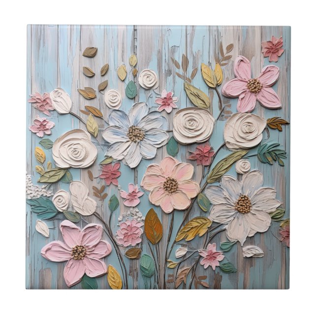 Azulejo Shabby Chic Flowers Tile (Frente)