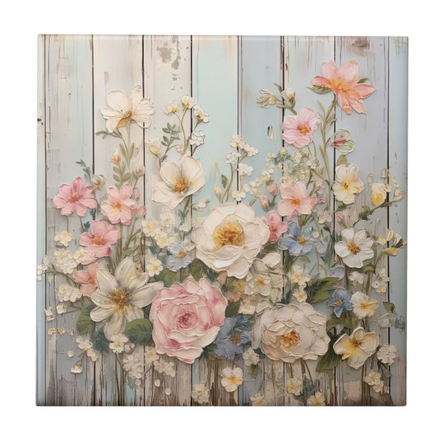 Azulejo Shabby Chic Flowers Tile (Frente)